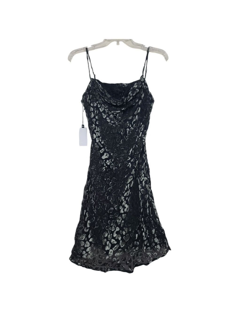 NWT ASTR Dark Slate Leopard Black Green Gabi Cowl Neck Mini Dress S